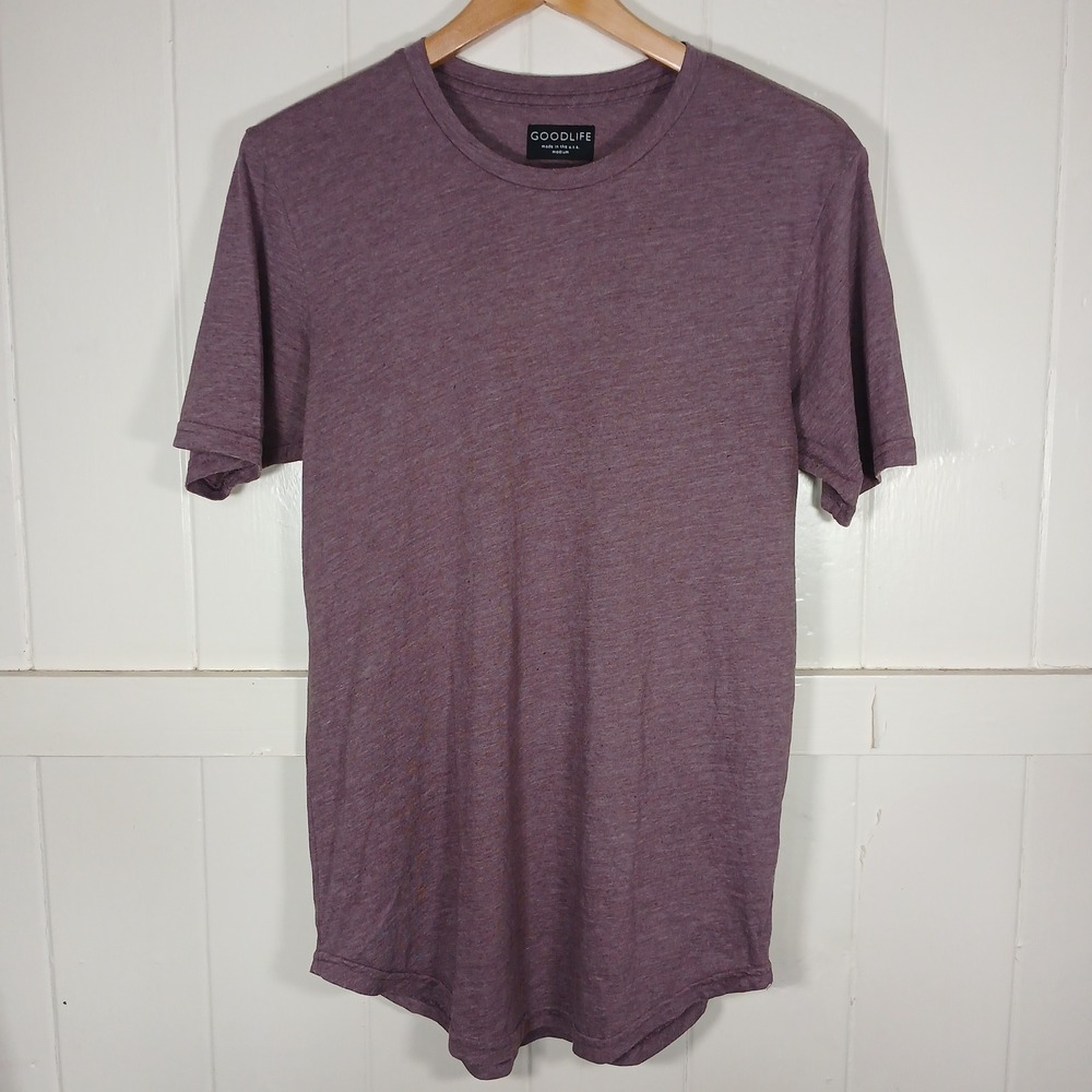 Goodlife Scallop Hem T-Shirt Mens Medium Maroon Wine Tri-blend Made in USA